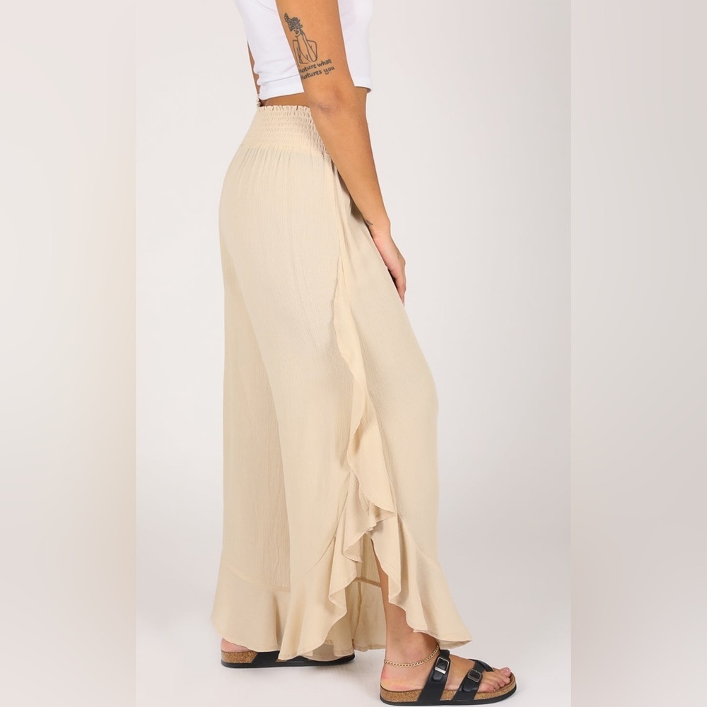 Sound Style New York Smocked Soft Crop Pant W/ Ruffle Size Small